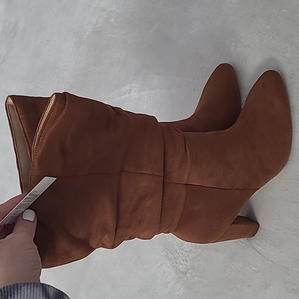 Banana Republic Womens 8.5 Vegan Suede Leather Slouchy Boot Brown Preppy Boho - Picture 9 of 15